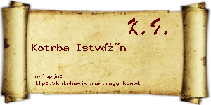 Kotrba István névjegykártya